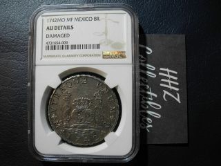 Ngc Mexico 1742 8 Reales Philip V Spanish Colonial Silver Coin Au Scarce No Res