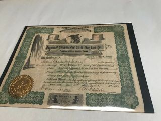 Beaumont Confederated Oil & Pipeline Co 1901 Stock Cert.  Spindletop Era In Tx