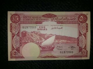 Yeman,  P - 4b,  5 Dinars,  South Arabian Currency Authority,  Au,