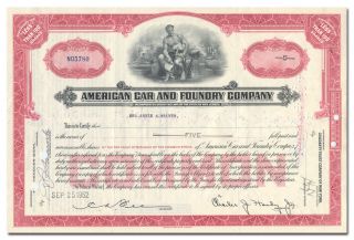 American Car And Foundry Company Stock Certificate