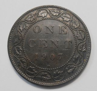 1907h Large Cent Vf Scarce Date Key Edward Vii Last Heaton Canada Penny