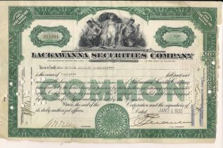 Stock Certificate Lackawanna Securities Comp.  1930,  4 Stamps