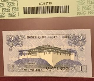 One Gem Bhutan Kingdom 1 Ngultrum 2006 Pm 27 Pcgs 65 Currency