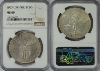 1903 - (p) Us/philippines Peso Ngc Ms60 Silver Allen 16.  01 Better Date