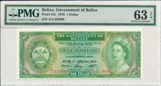 Government Of Belize Belize $1 1976 Prefix A Pmg 63epq