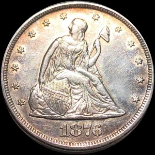 1876 Seated Liberty Twenty Cent Looks Uncirculated 20c Bu Ms Toner