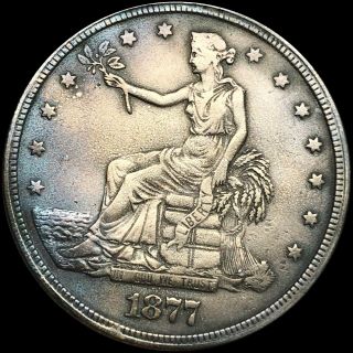 1877 - Cc Silver Trade Dollar Nicely Circulated Carson City Collectible Xf No Res