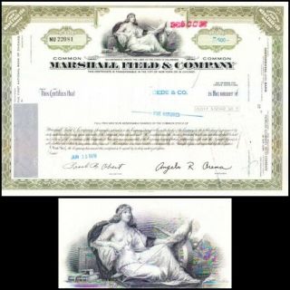 Marshall Field & Company 1978 Olive Stock Certificate