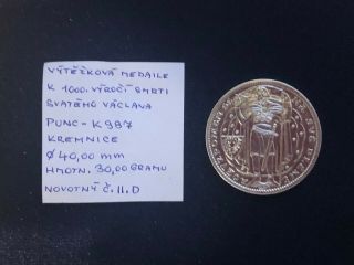 1929 Czechoslovakia 10 Ducat Silver Coin 40mm - Christianity In Bohemia Unc Kmx6