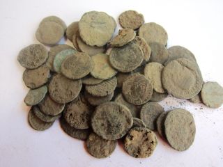 5 - Ancient Dirty Uncleaned Roman Coins Aprox 150bc - 450ad - Fun Hobby