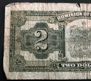 1923 Dominion of Canada $2 Dollar Bank Note Blue Seal R - 909638 5
