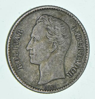 Roughly Size Of Quarter - 1929 Venezuela 1 Bolivar - World Silver Coin 509
