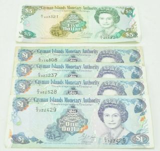 Cayman Islands Monetary Authority Dollars Money $9 - 1 $5 & 4 $1 Bills