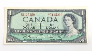 1954 Canada 1 One Dollar Oy Prefix Canadian Circulated Currency Banknote I113