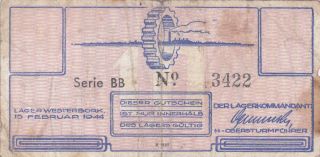 10 Cent Vg - Fine German Concentration Camp Note From Westerbork 1944