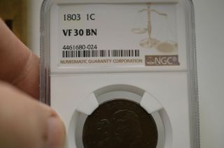 1803 1c Draped Bust Large Cent Vf30 Ngc