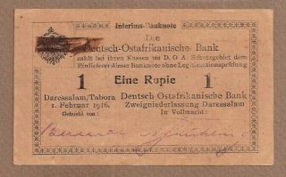 German East Africa: 1 Rupieh Banknote,  (au/unc),  P - 20a,  01.  02.  1916,