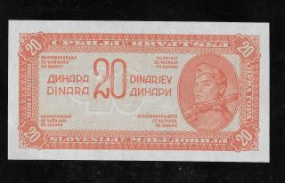 Yugoslavia,  20 Dinara 1944.  P51 (w/o Serial Number),  Unc