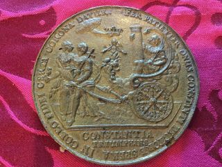 1748 Dutch Antique Bronze Medal Peace Of Munster Historical Important