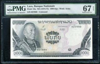 Lao Laos 1000 1,  000 Kip Nd 1974 - 1975 P 18 Gem Unc Pmg 67 Epq Highest