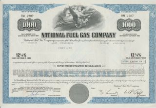 National Fuel Gas Company Stock Bond Certificate