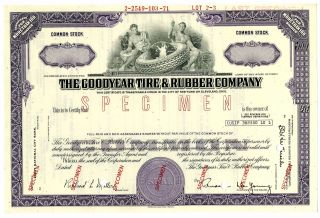 Oh.  Goodyear Tire & Rubber Co. ,  1971 Specimen Stock Certificate