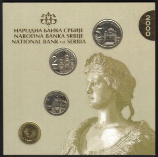 Yugoslavia Official Central Bank Set 2000.  4 Coins,  50 Para,  1,  2,  5 Dinara