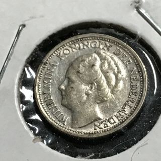 1938 Netherlands Silver 10 Cents Coin
