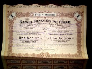 Banco Francés De Chile,  Share Certificate 1917 Vg,