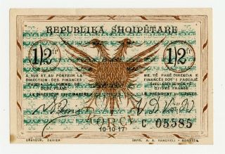Albania 1917 10 - 10 - 17 Korytza Korce 1/2 Franga P S145c