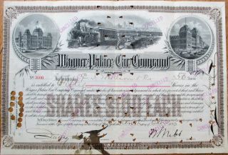Wagner Palace Car Co.  1895 Railroad Stock Certificate - William S.  Webb Autograph