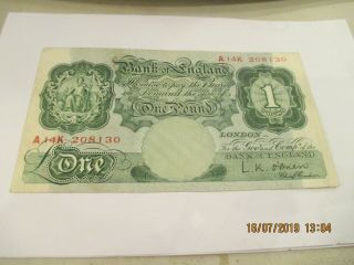 1955 - 1960 Great Britain 1 Pound Note,  P - 369c