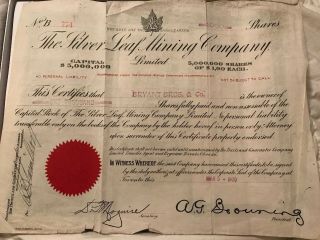 The Silver Leaf Mining Company Ltd - 1000 Shares - March 5 1909