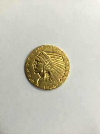 1908 - P $5 Indian Head Gold Half Eagle Au