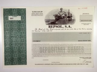 Spain.  Repsol,  S.  A. ,  1989 Specimen Adr Certificate,  Xf - Incorporated In Ny