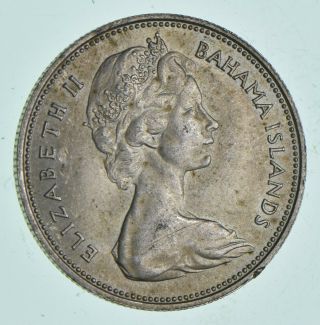 Silver - World Coin - 1966 Bahama Islands 50 Cents World Silver Coin 10.  4g 029