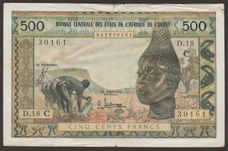 West African States " C " 500 Francs 1965 P - 302ce Scarce Sig 4 Upper Volta