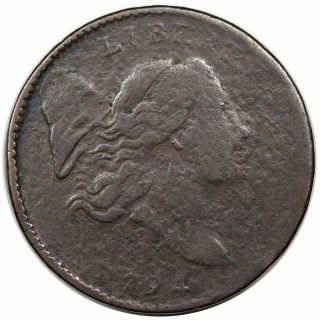 1794 Liberty Cap Half Cent,  C - 1a,  R3,  Vg - F Detail