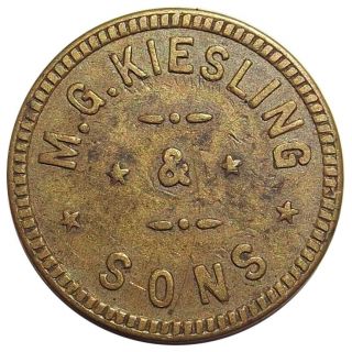 Idaho Trade Token - M.  G.  Kiesling & Sons (billiards 1910) Laclede Id,  5¢