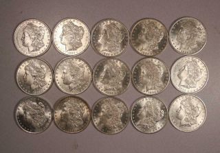 Partial Roll Of 15 1885 - O Morgan Silver Dollars Bu Brilliant Uncirculated