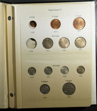 1939 - 1975 Seychelles Custom Type Set Album W/ 55/75 Coins Incl.  Keys & Silver