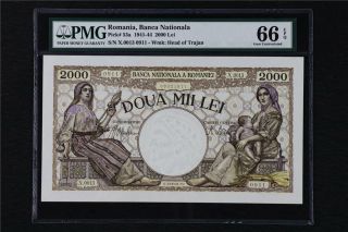 1941 - 44 Romania Banca Nationala 2000 Lei Pick 53a Pmg 66 Epq Gem Unc