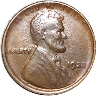 1920 - S Lincoln Head Wheat Cent Penny Coin.  San Francisco Bu