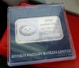Vintage Johnson Matthey Bankers Limited - 1oz.  999 Silver Bar In Case