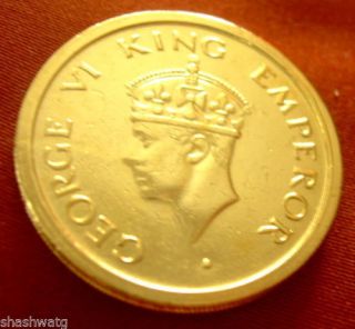 Rare Indian King George Vi Rupee One Coin 24 Kt Gold Plated Collectible A