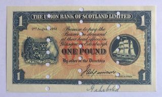 Scotland - The Union Bank Of Scotland Limited - 1 Pound - 1951,  Au.