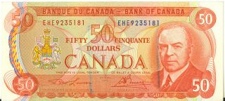 Bank Of Canada 1975 $50 Fifty Dollars Lawson - Bouey Ehe Prefix Rcmp Stamped Au,