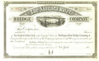 Niagara River Bridge Company.  Stock Certificate.  York