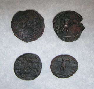 Ancient Rome,  4 X Bronze Coins,  Approx.  14mm - 18mm,  (b45)