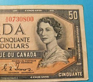 1954 Bank of Canada 50 Dollar DEVILS FACE Note - VF25 2